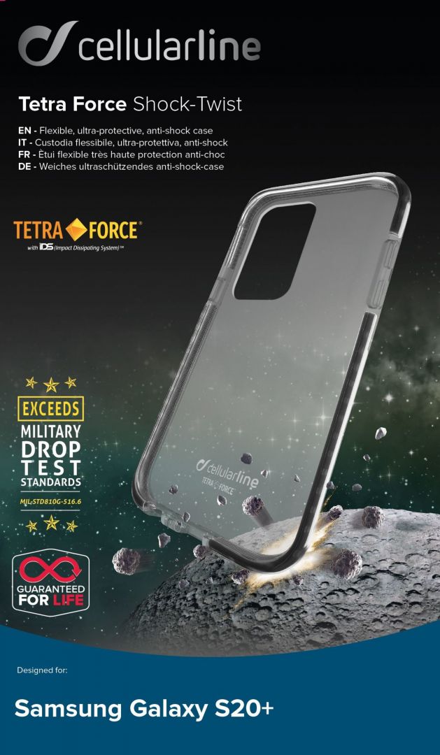 Cellularline Ultra protective case Tetra Force Shock-Twist for Samsung Galaxy S20 +, 2 levels of protection, transp.