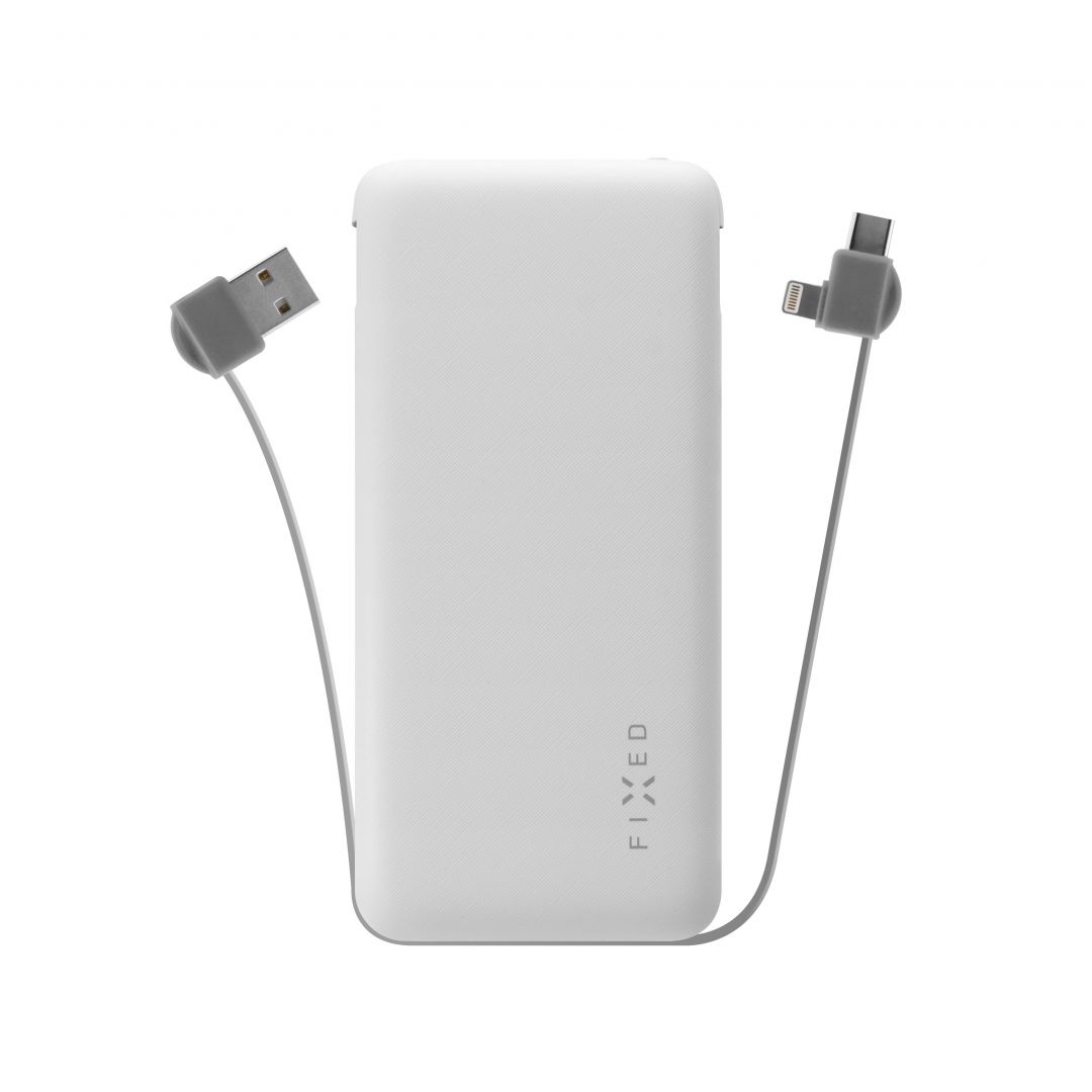 FIXED Powerbank Zen 10,000 with Lightning/USB-C cable, 10,000 mAh, white