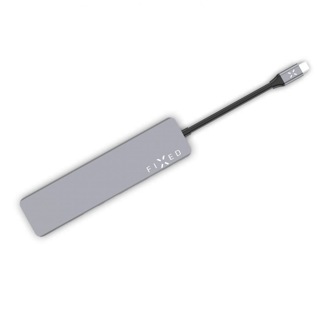 FIXED 7-port aluminum USB-C HUB Card for notebooks and tablets, gray