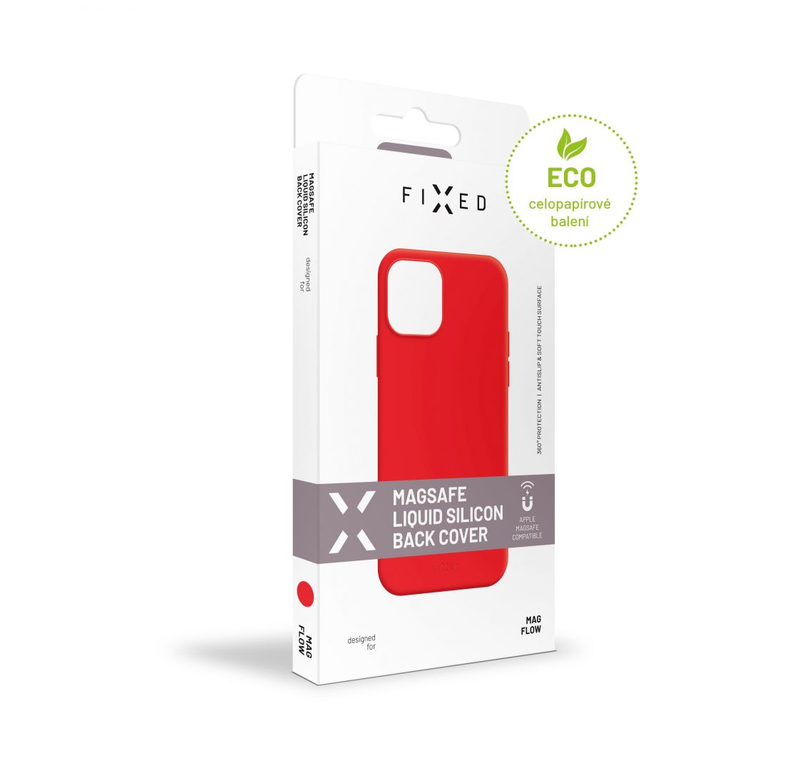 FIXED MagFlow back cover with Magsafe support for Apple iPhone 12 Pro Max, red