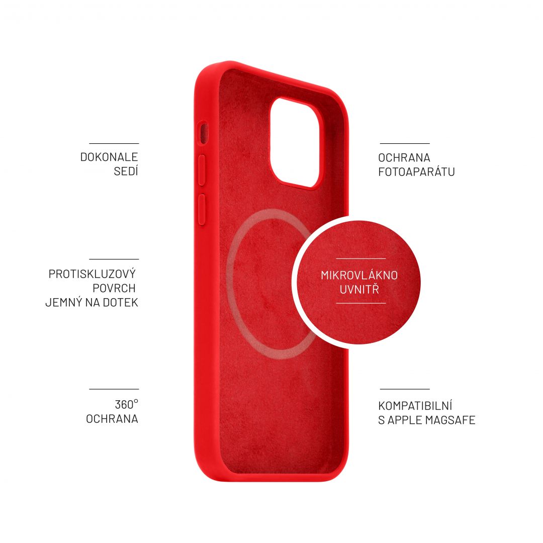 FIXED MagFlow back cover with Magsafe support for Apple iPhone 12 Pro Max, red