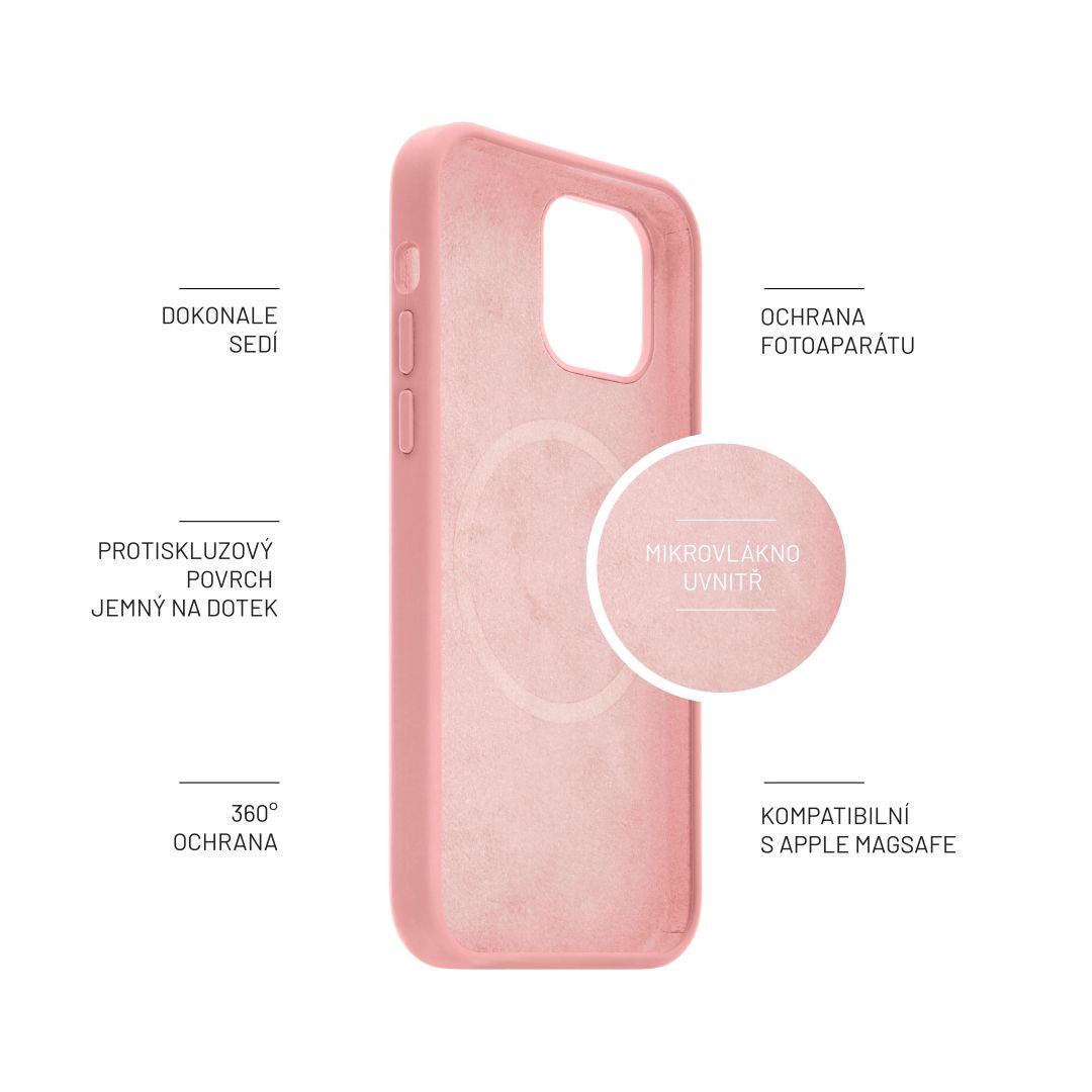 FIXED MagFlow back cover with Magsafe support for Apple iPhone 12 Pro Max, pink