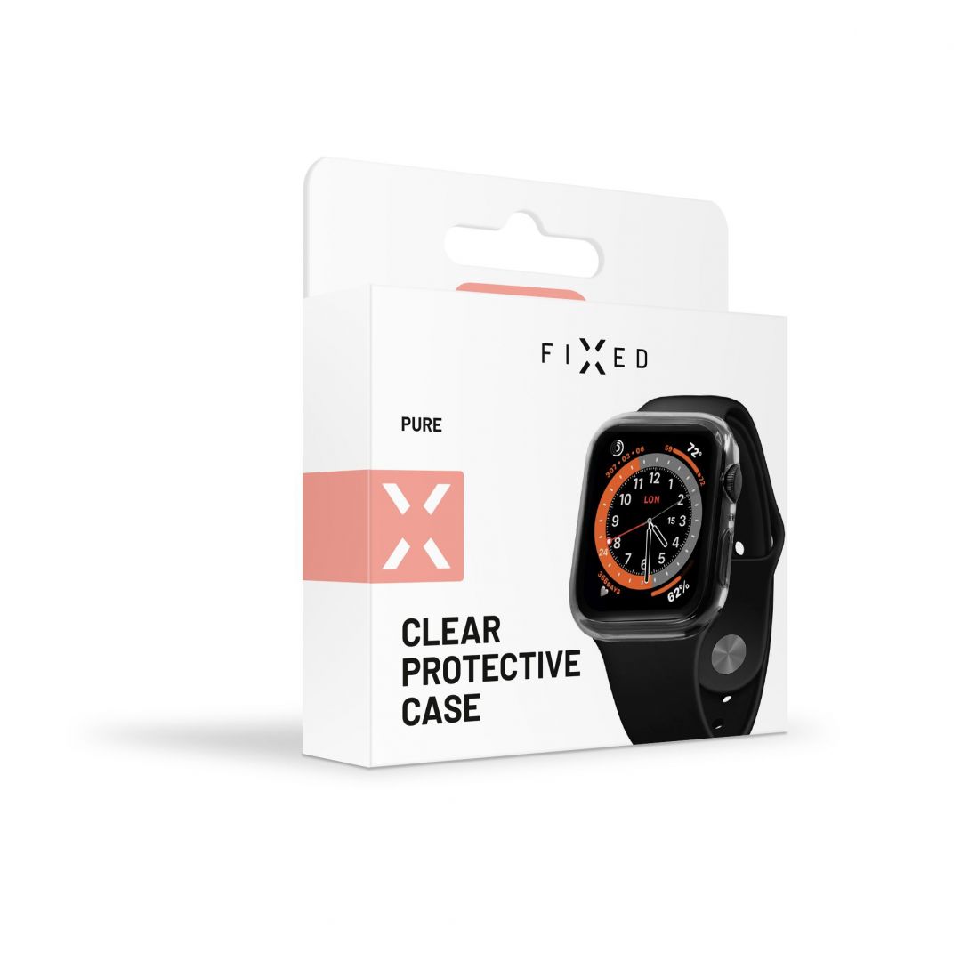 FIXED Protective case Pure with tempered glass for Apple Watch 44mm, clear