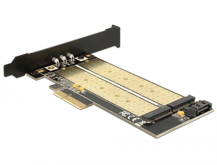 DeLock PCI Express x4 Card > 1x internal M.2 Key B + 1x internal NVMe M.2 Key M Low Profile Form Factor