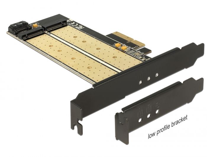 DeLock PCI Express x4 Card > 1x internal M.2 Key B + 1x internal NVMe M.2 Key M Low Profile Form Factor