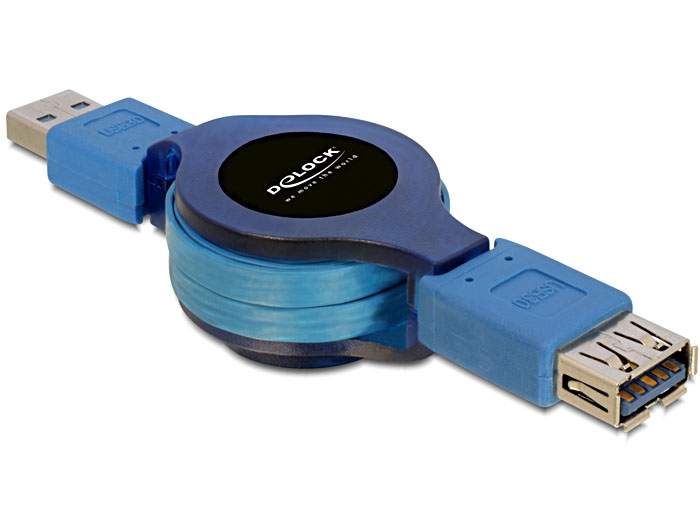 DeLock USB3.0 Extension retractable 1m Blue