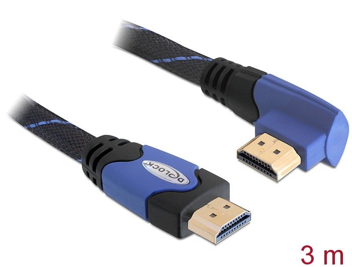 DeLock High Speed HDMI with Ethernet – HDMI A male > HDMI A male angled 4K cable 3m