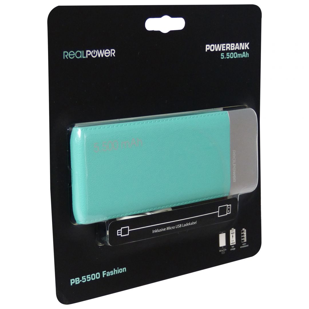 Realpower PB-5500 fashion 5500mAh Lake Blue