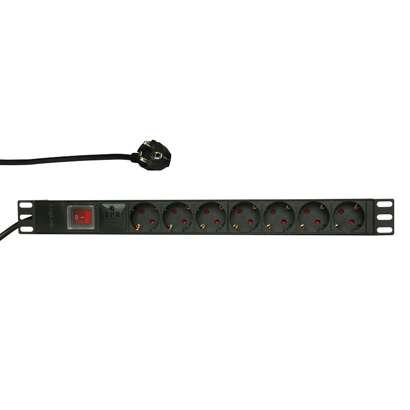 Logilink 19" PDU with 7 german sockets with switch and surge protector