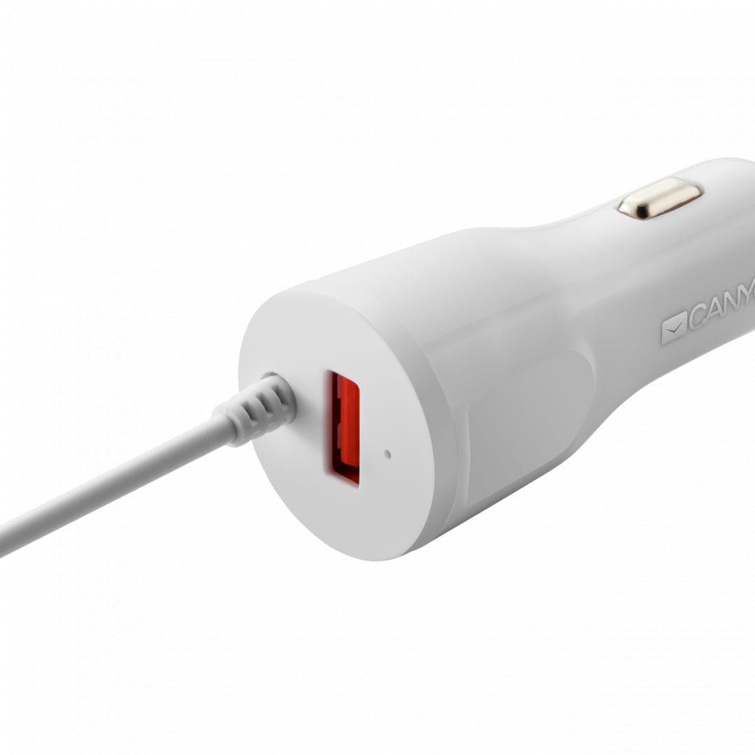 Canyon C-033 Car charger with built-in Lightning cable White