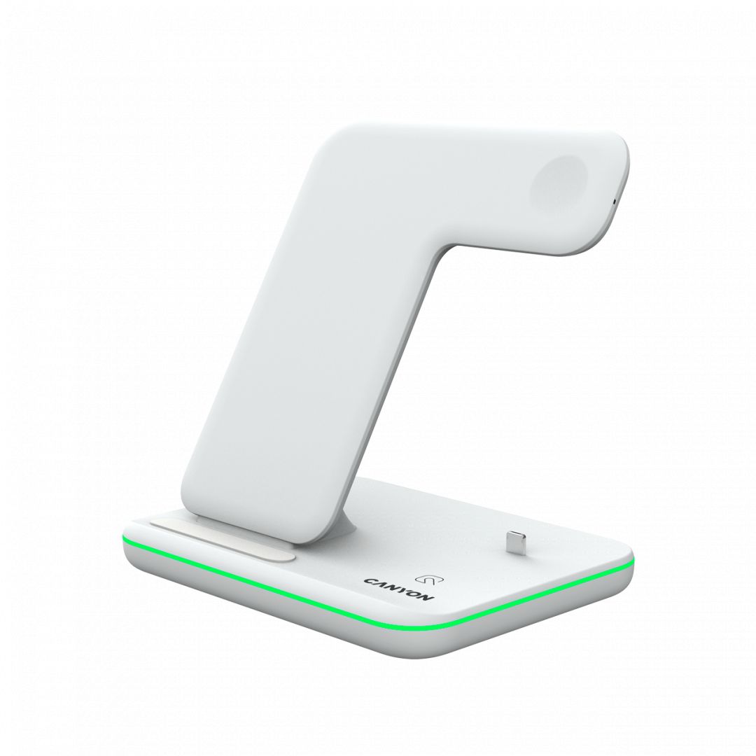 Canyon WS-302 3-in-1 Wireless charging station for gadgets supporting QI technology White