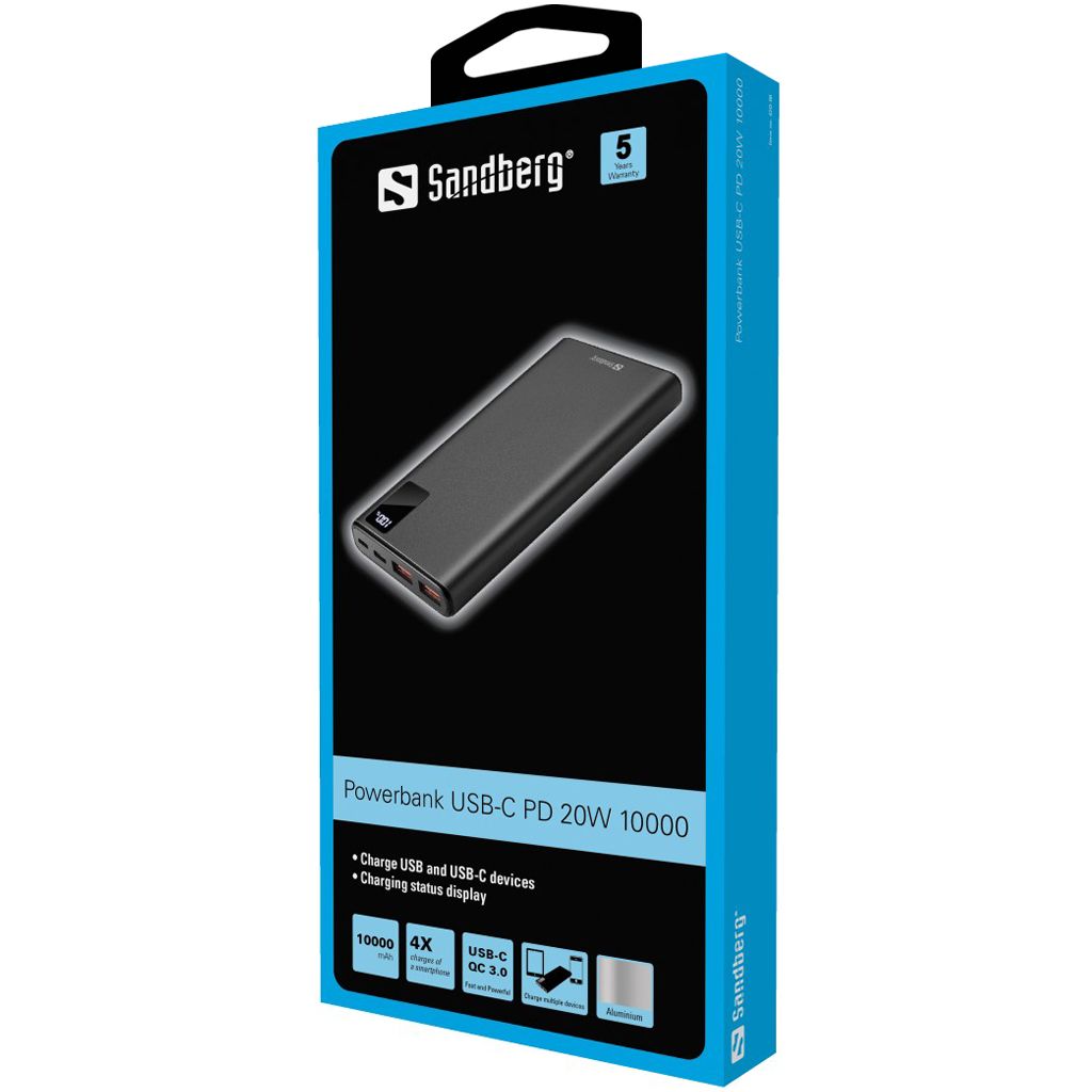 Sandberg Powerbank USB-C PD 20W 10000 Black