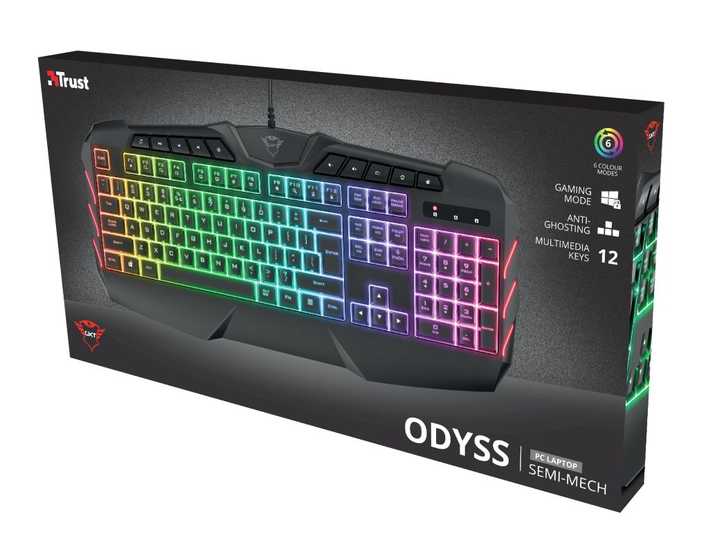 Trust GXT 881 ODYSS Semi-Mechanical Keyboard Black HUN