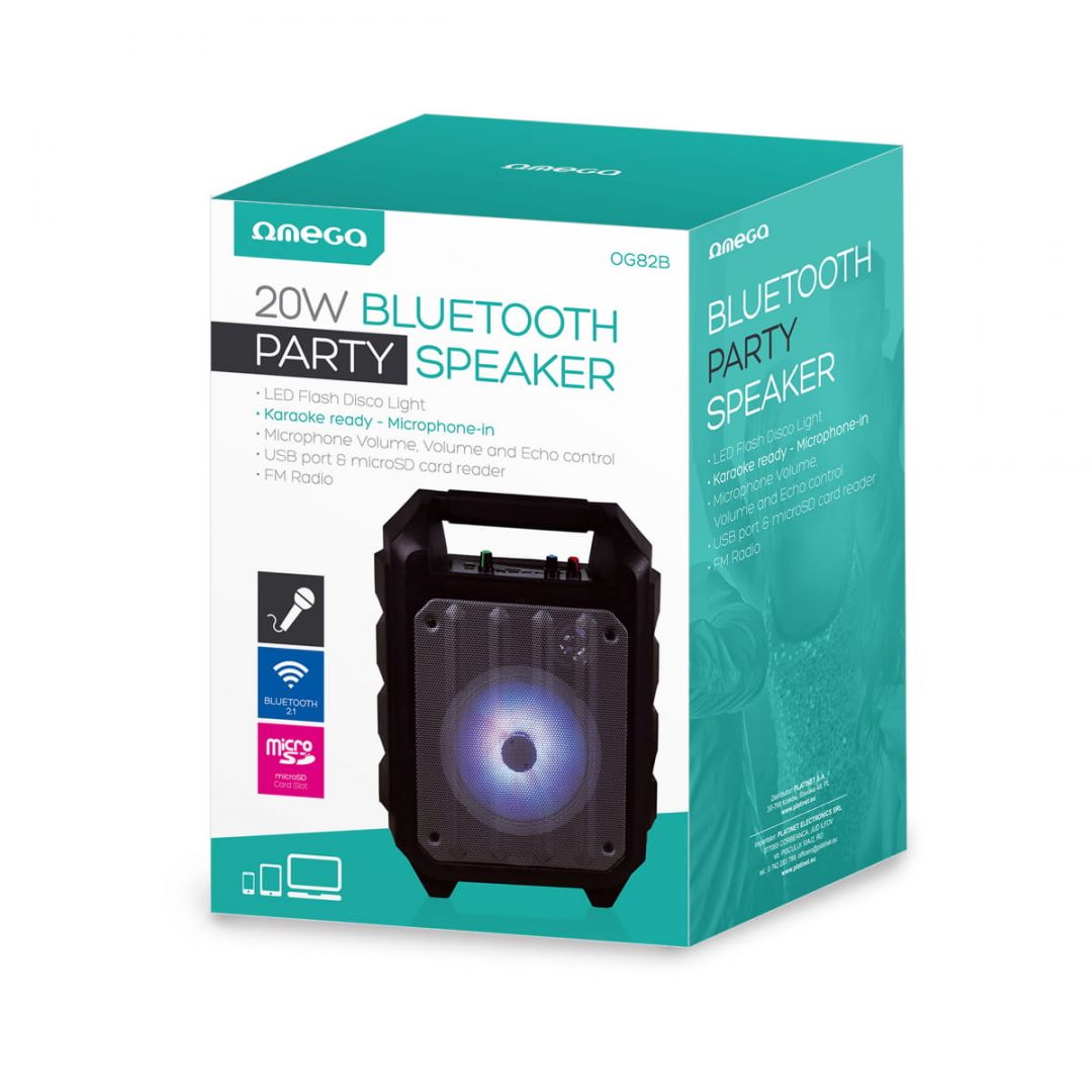 Omega OG82B Disco 20W Bluetooth V2.1 Speaker Black