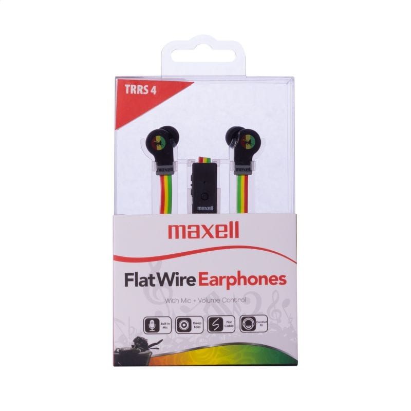 Maxell MXSEFWR Flat Wire Earphone Rasta