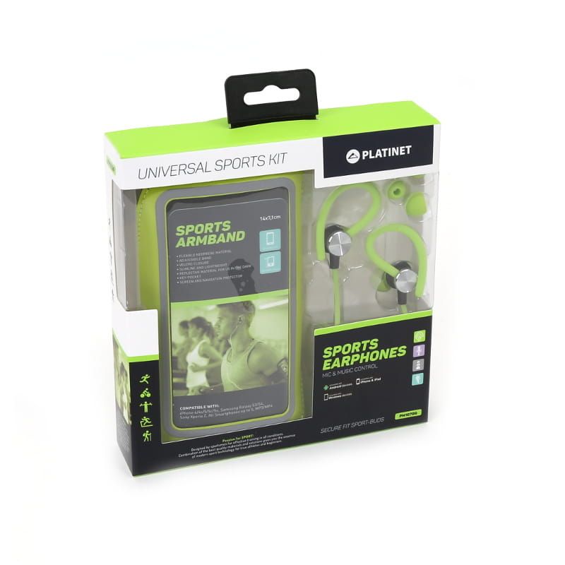 Platinet PM1070 Sport Headset + Arm Band Green