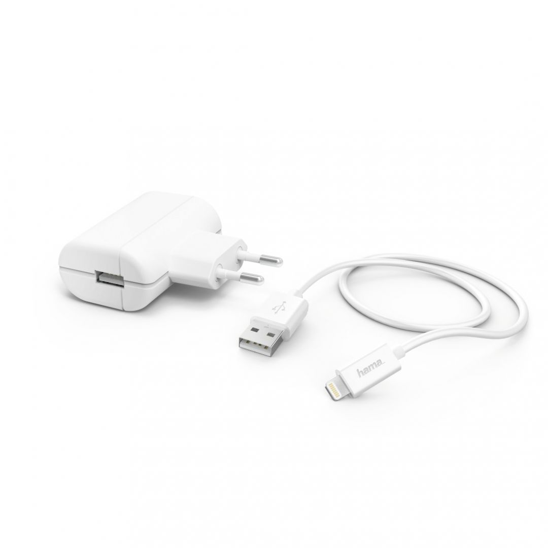 Hama Charger 2,4A with Lightning->USB Cable White