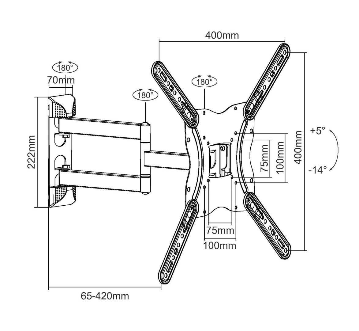 EQuip 23"-55" Articulating TV Wall Mount Bracket Black