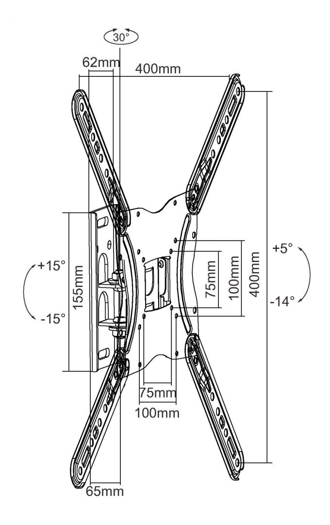 EQuip 23"-55" Articulating TV Wall Mount Bracket Black