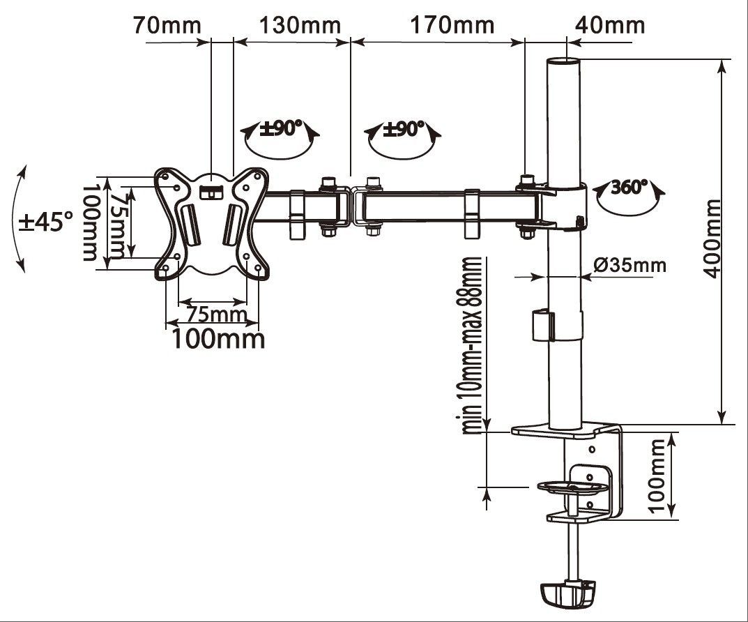 EQuip 17"-32" Articulating Monitor Desk Mount Bracket