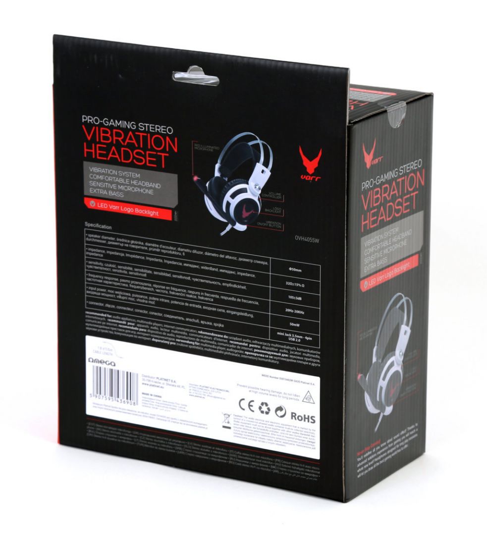 Omega Varr OVH-4055 Gaming headset Black/White