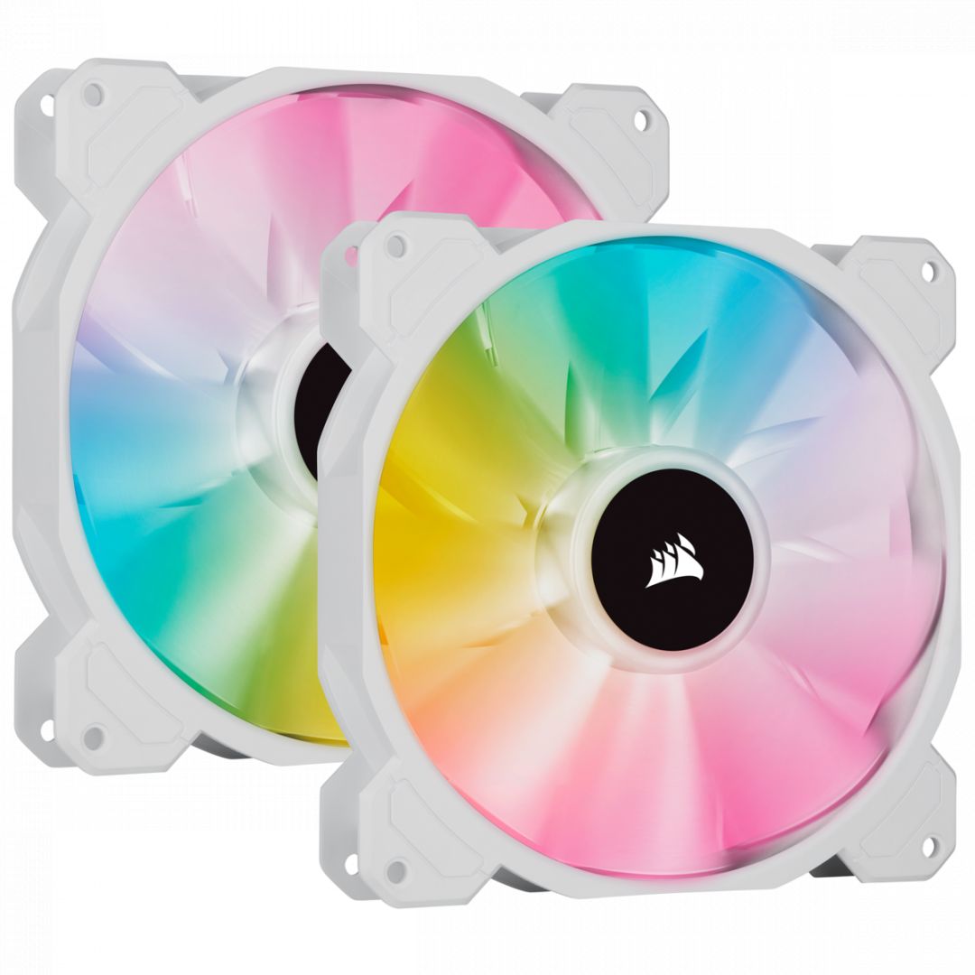 Corsair iCUE SP140 RGB ELITE Performance 140mm White PWM Fan Dual Fan Kit with Lighting Node CORE