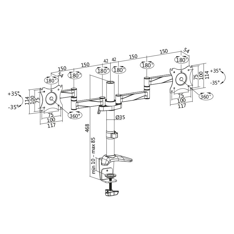 Logilink Dual Monitor Mount 13–27"