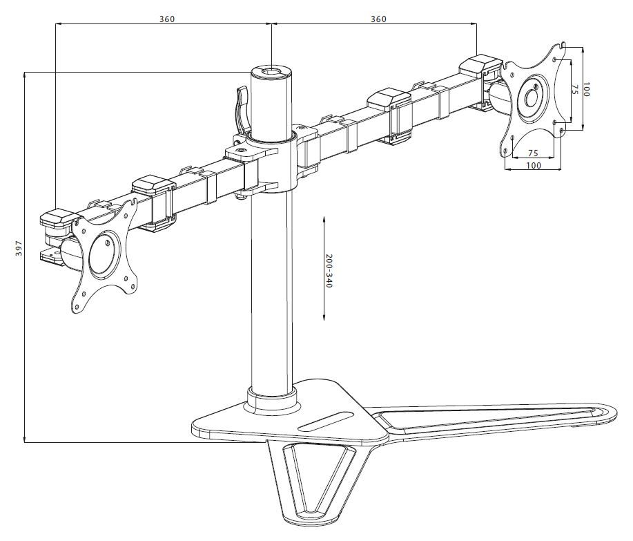 iiyama DS1002D-B1 Comfortable dual desktop stand