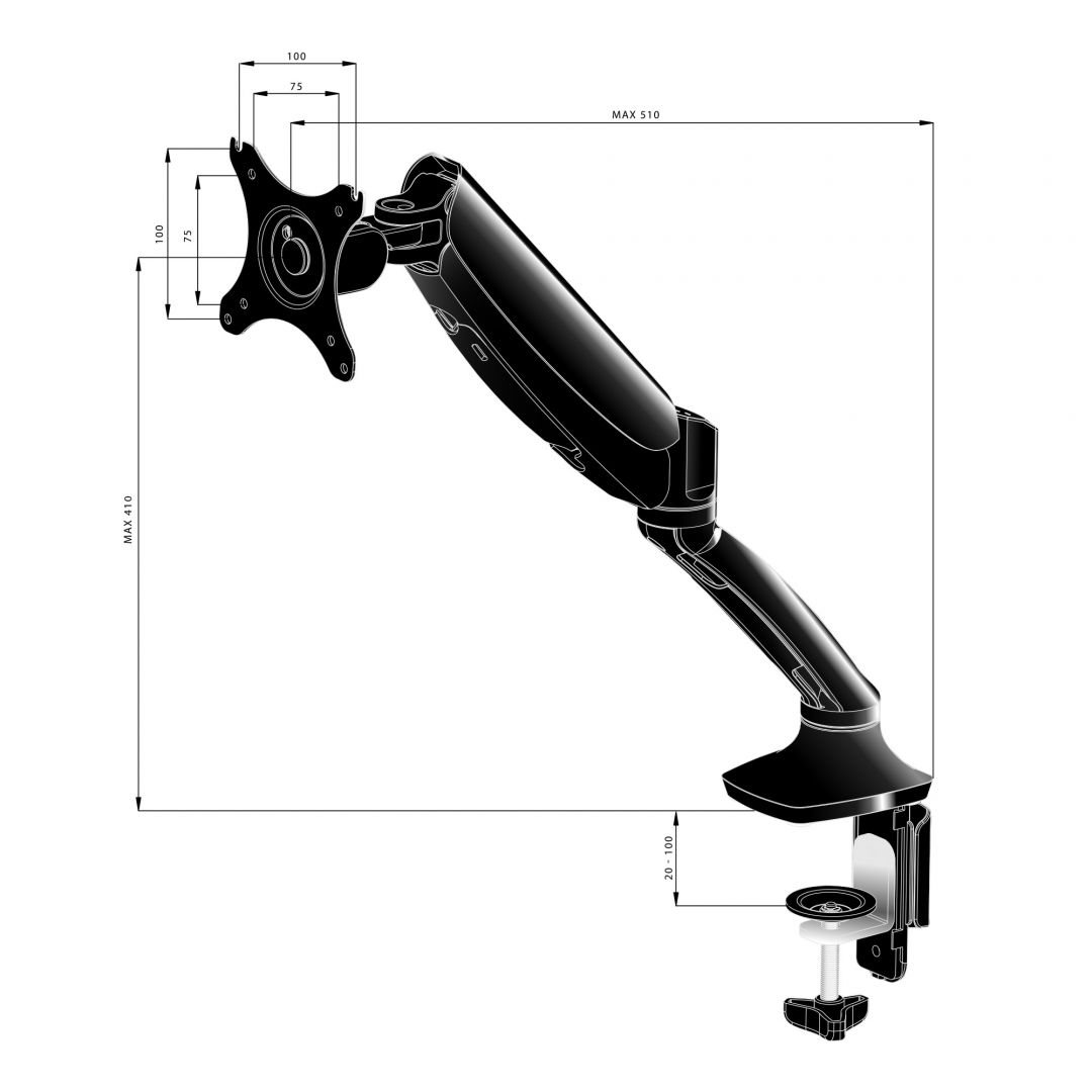 iiyama DS3001C-B1 Sleek and stylish single gas spring monitor arm