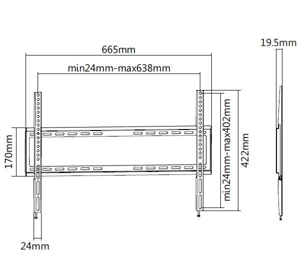 EQuip 37"-70" Fixed TV Wall Bracket Black