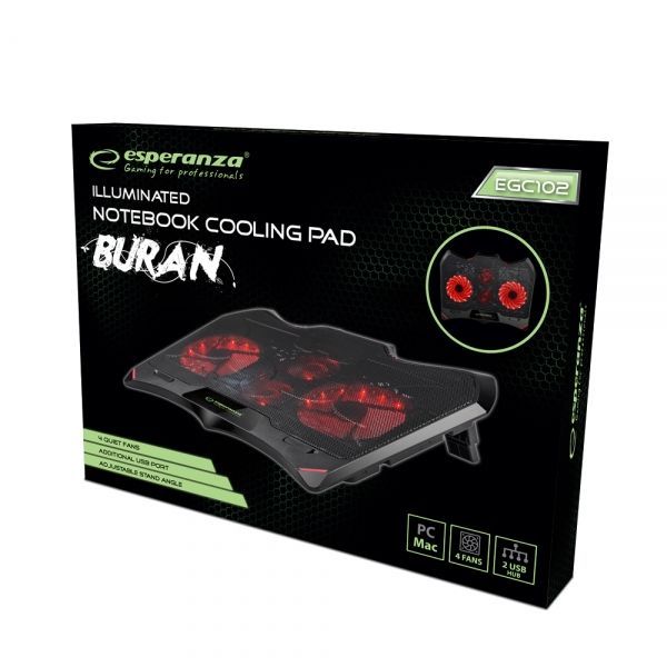 Esperanza Buran Gamer Notebook hűtőpad Black