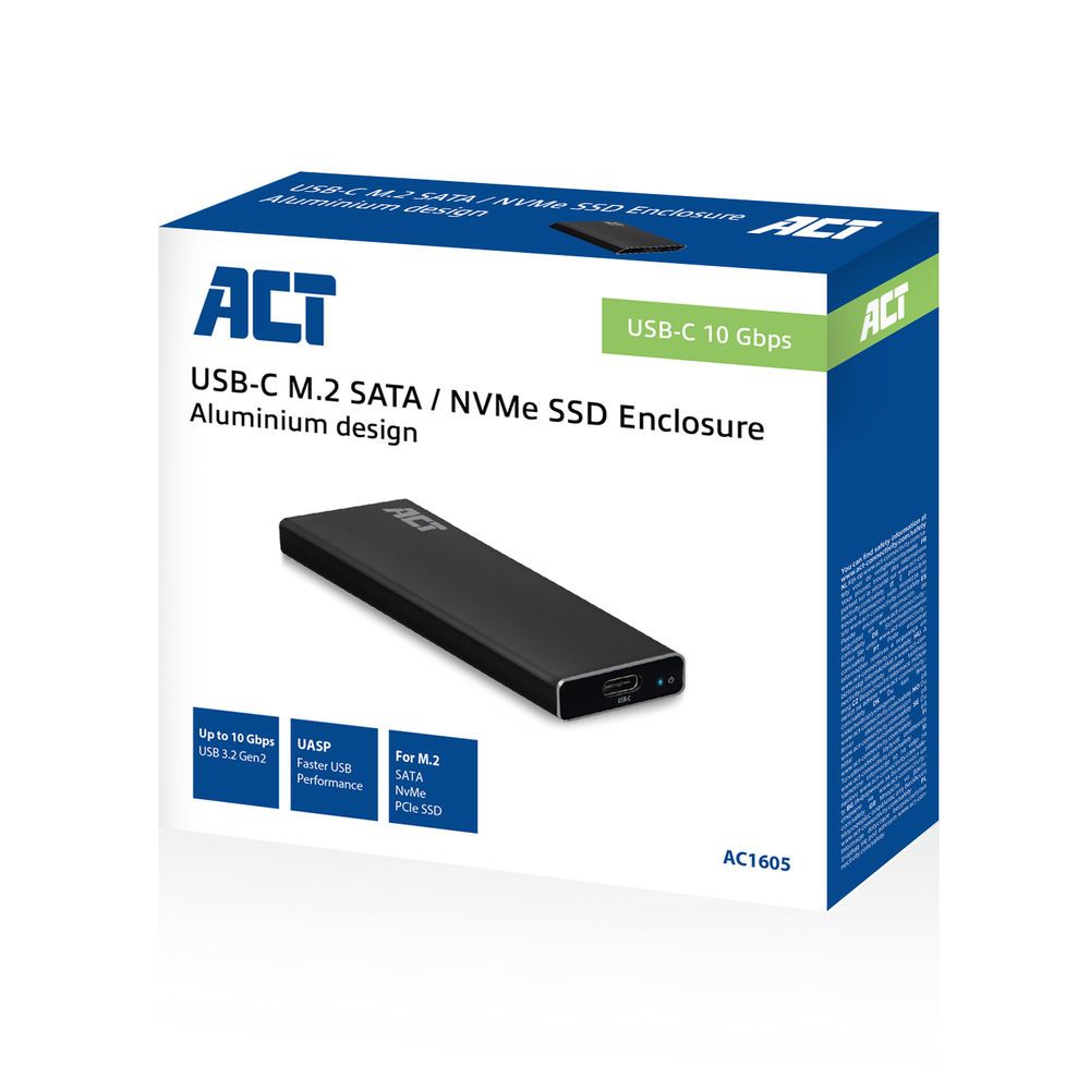 ACT AC1605 USB-C M.2 NVMe SSD Enclosure Black