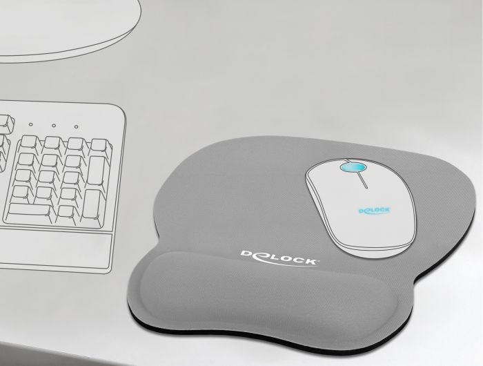 DeLock Ergonomic Mouse pad with Wrist Rest Grey