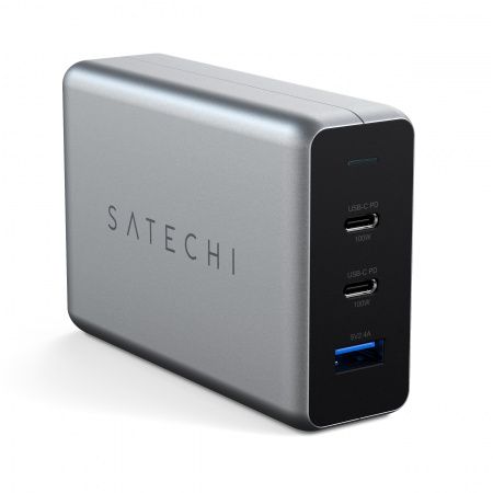 Satechi 100W USB-C PD Compact GaN Wall Charger Space Gray