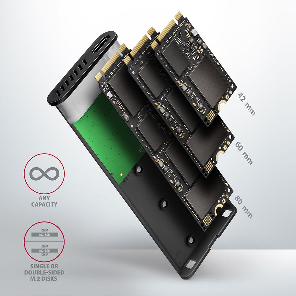 AXAGON EEM2-SBC SuperSpeed+ USB-C - M.2 SATA SSD RAW Box