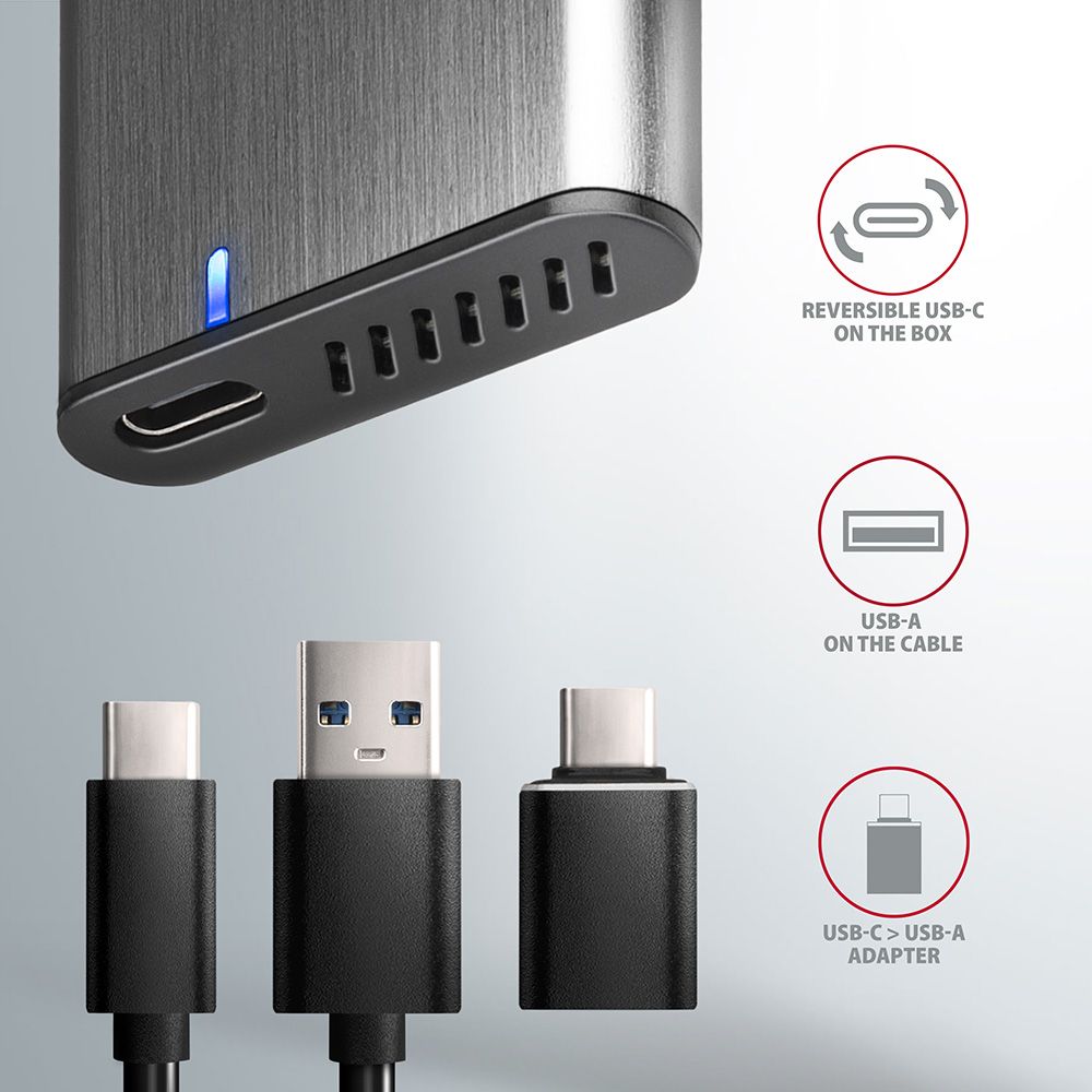 AXAGON EEM2-SG2 SuperSpeed+ USB-C - M.2 NVMe & SATA SSD RAW box