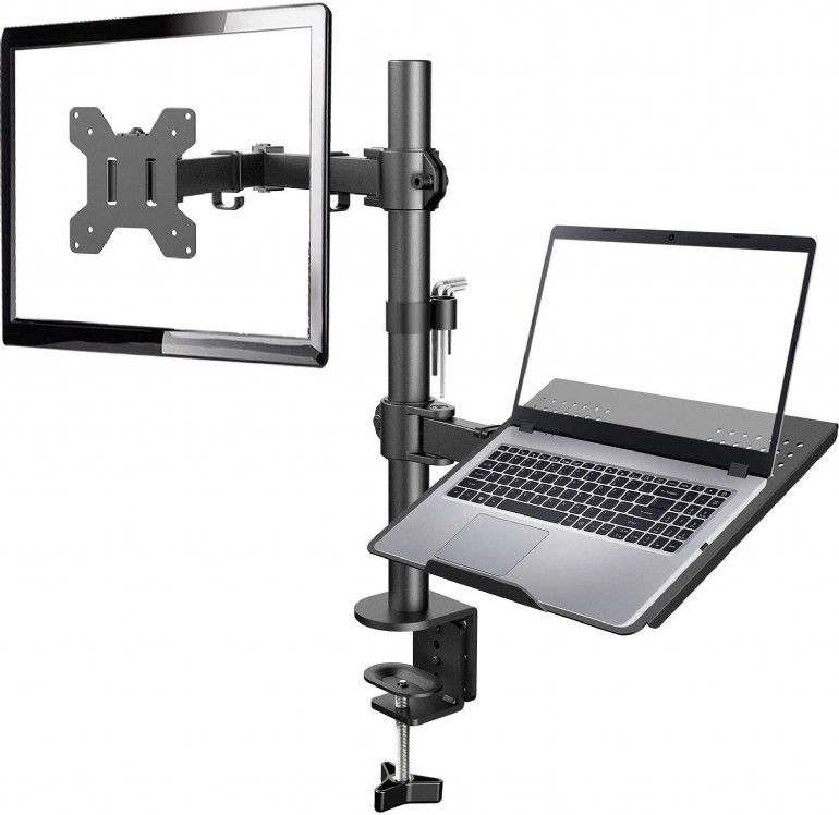 Gembird MA-DA-02 Adjustable Desk Mount with Monitor Arm and Notebook Tray Black