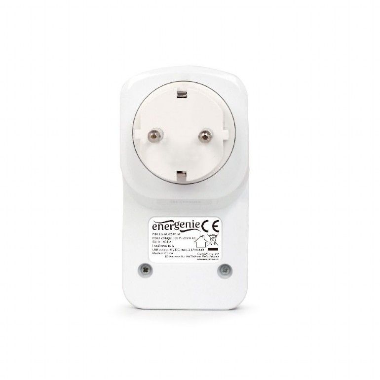 Gembird EG-ACU2-01-W 2-port USB Charger With Pass-Through AC socket 2.1 A White