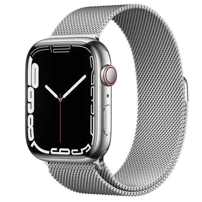 Apple Watch Series 7 GPS 45mm Silver Stainless Steel Case with Silver Milanese Loop