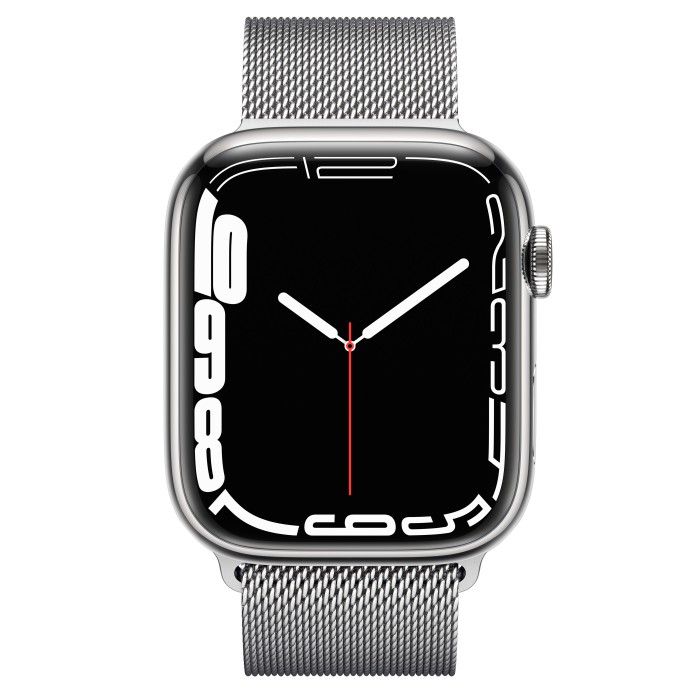 Apple Watch Series 7 GPS 45mm Silver Stainless Steel Case with Silver Milanese Loop