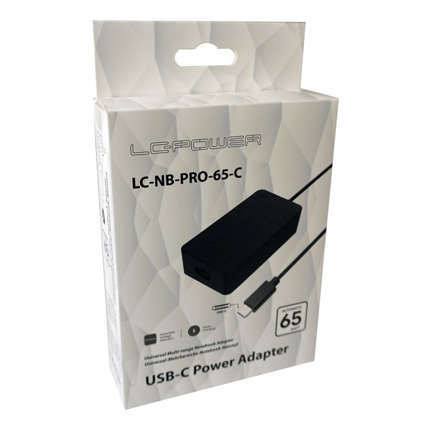 LC Power  LC-NB-PRO-65-C USB-C Notebook Power Adapter Black