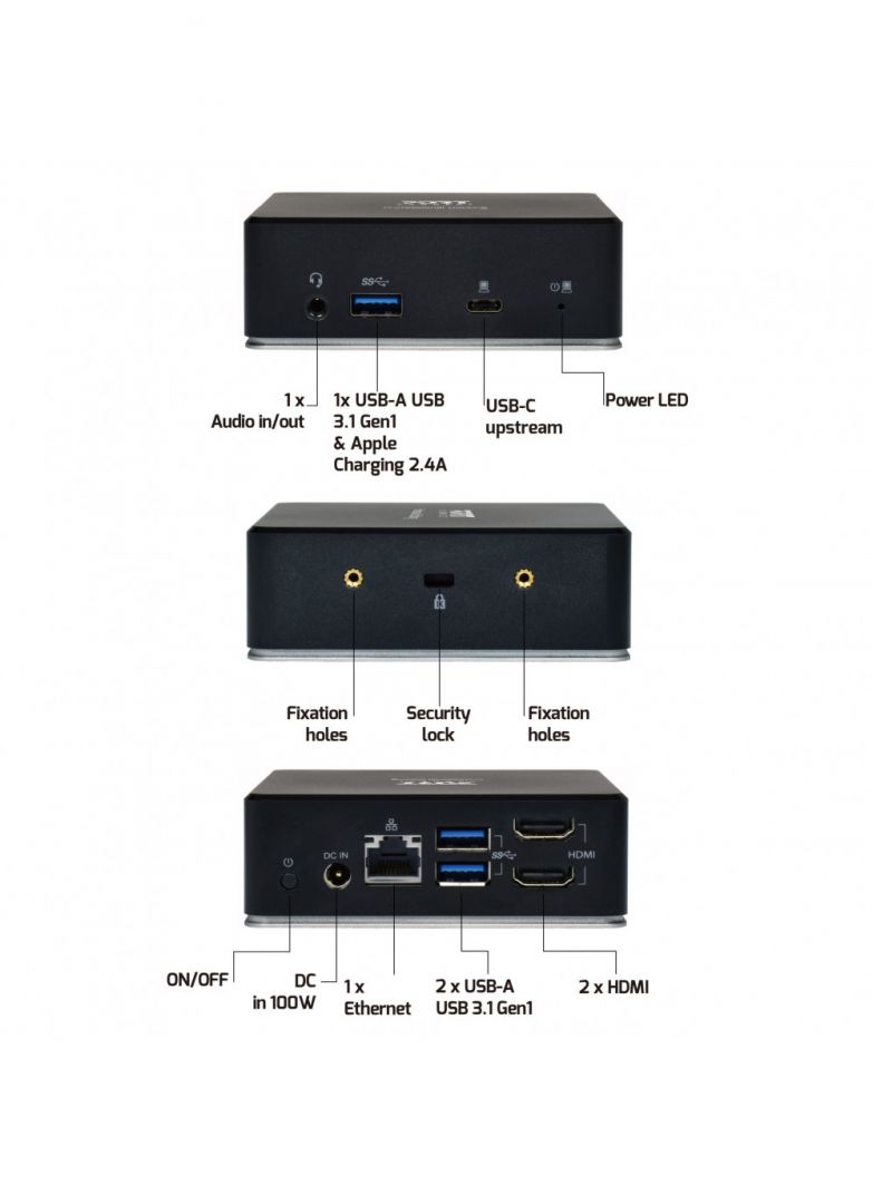 Port Designs 2X2K Docking Universal Office Docking Station