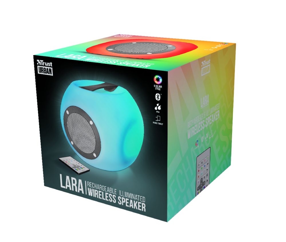 Trust Lara Wireless Bluetooth speaker with multi-colour party lights White