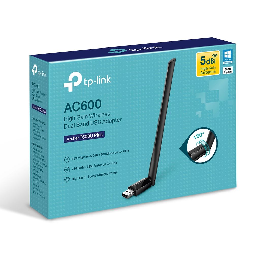 TP-Link Archer T600U Plus AC600 High Gain Wireless Dual Band USB Adapter