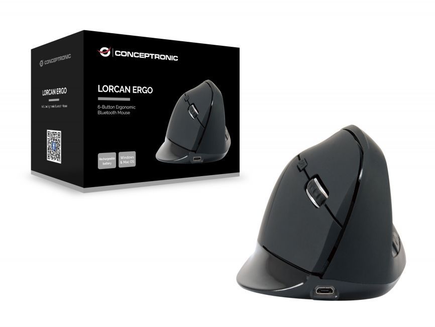 Conceptronic  Lorcan Ergo Bluetooth mouse Black