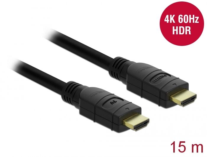 DeLock Active HDMI Cable 4K 60Hz 15m Black