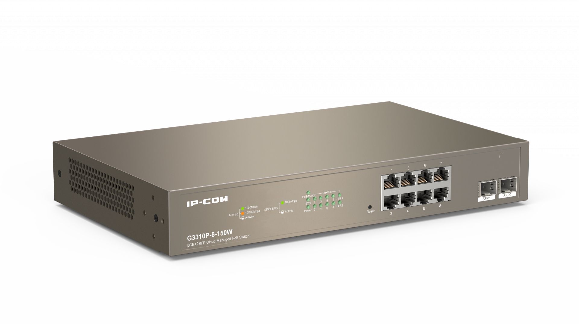 IP-COM G3310P-8-150W 8GE+2SFP Cloud Managed PoE Switch