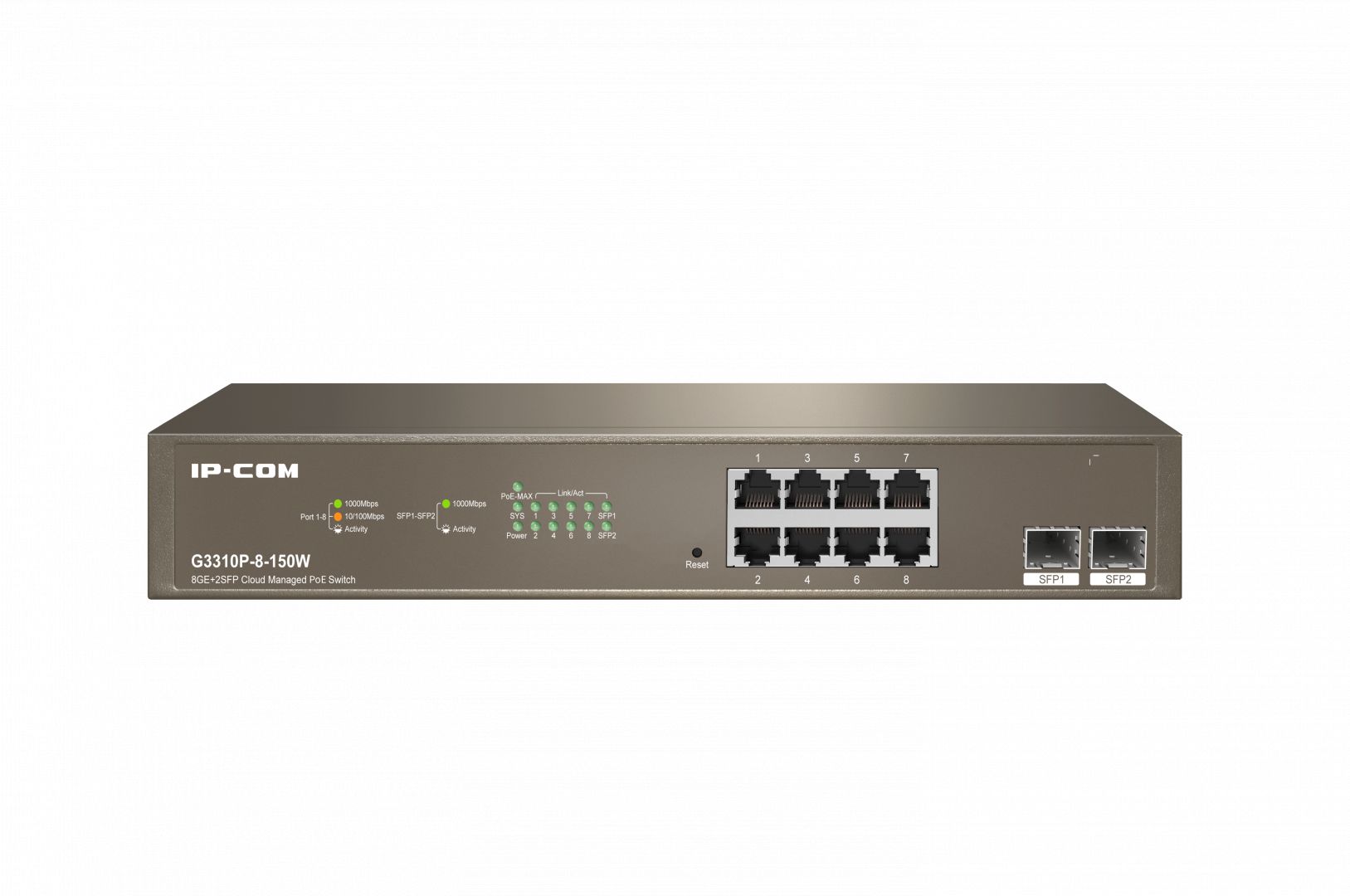 IP-COM G3310P-8-150W 8GE+2SFP Cloud Managed PoE Switch