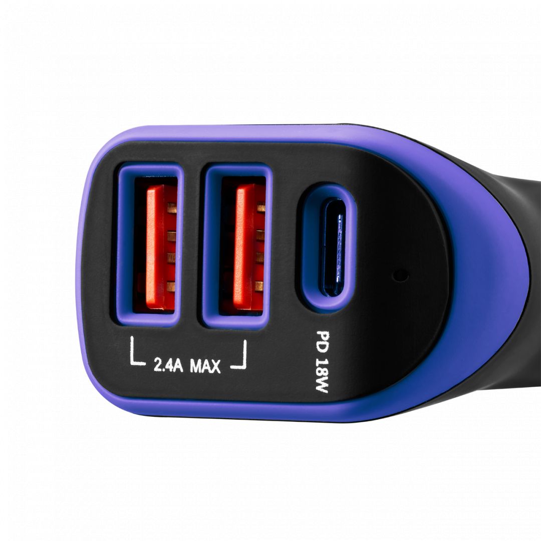 Canyon CNE-CCA08PU Triple USB Car Charger 18W Black/Purple