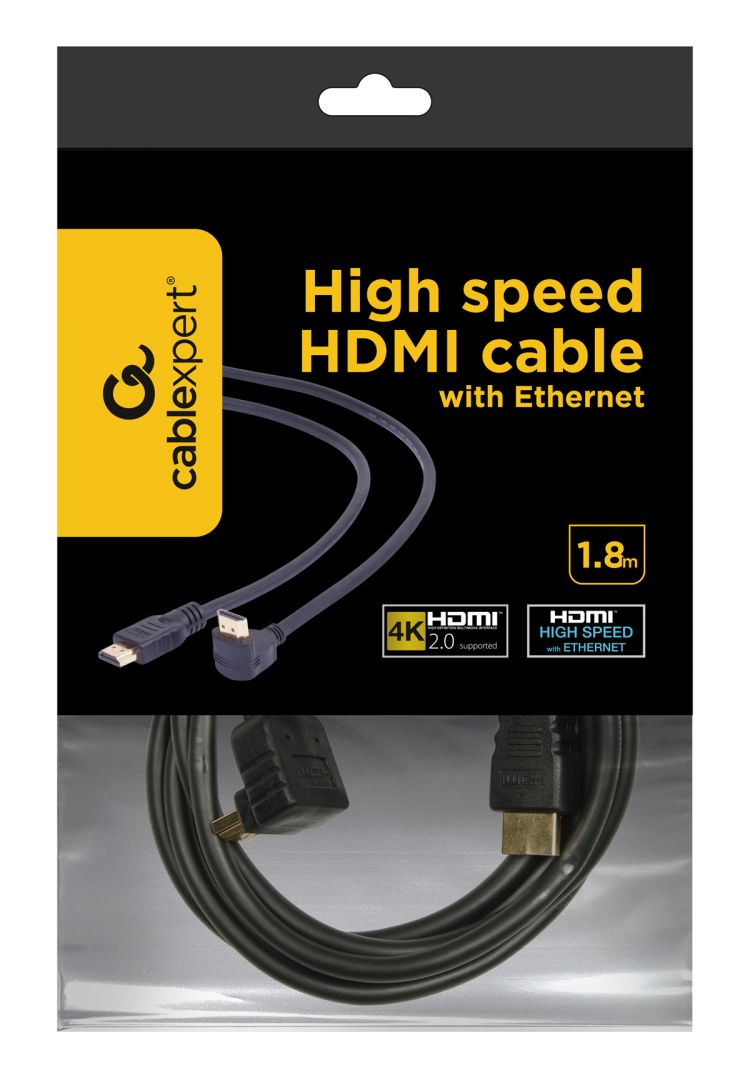 Gembird CC-HDMI490-6 High speed 90 degrees male to straight male connectors cable 19 pins gold-plated connectors m bulk package